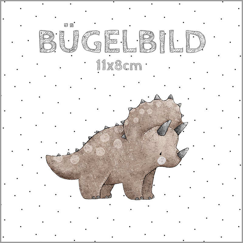 Bügelbild Dinos: Triceratops braun | 11x8cm