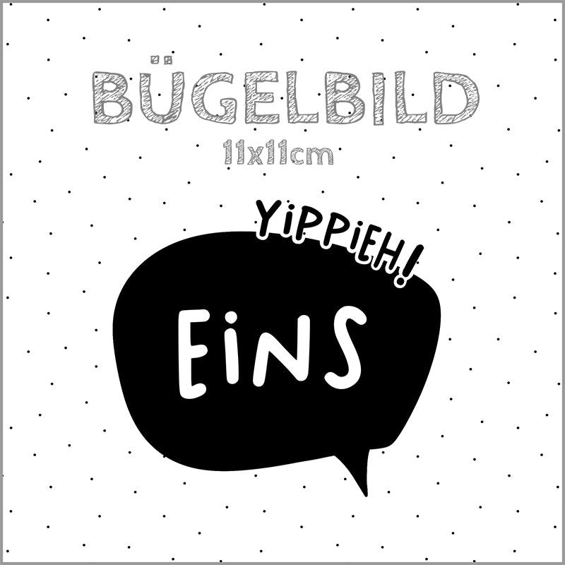 Bügelbild Yippieh EINS | 11x11cm