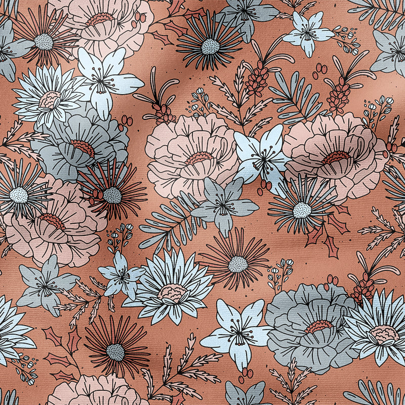 0.5m BIO French Terry Winterflowers rust